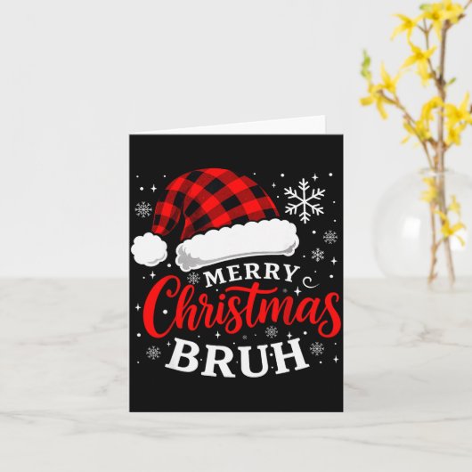 Merry Christmas Bruh Santa Claus Hat Xmas Mens Boy Kaart (Gele Bloem)