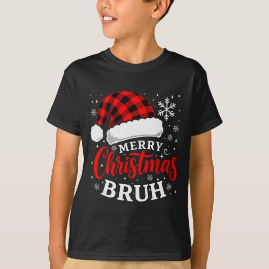 Merry Christmas Bruh Santa Claus Hat Xmas Mens Boy T-shirt (Voorkant)