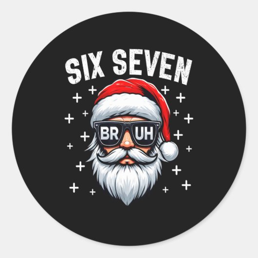 Merry Christmas Bruh Santa Face 67 Meme Funny Sayi Ronde Sticker (Voorkant)