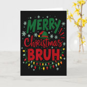 Merry Christmas Bruh Santa Hat Xmas Family Men Wom Kaart (Gele Bloem)