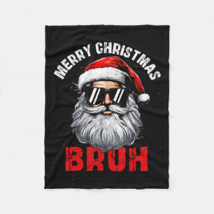 Merry Christmas Bruh Santa Xmas Family Matching Co Fleece Deken