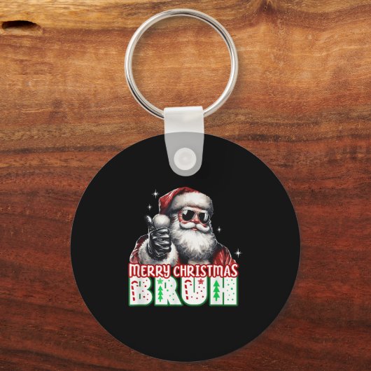 Merry Christmas Bruh Thumbs Up Chill Santa Claus F Sleutelhanger (Voorkant)