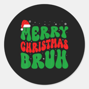 Merry Christmas Bruh Xmas Lights Santa Hat Mannen  Ronde Sticker