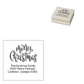 Merry Christmas Brush Kalligrafie Retouradres Rubberstempel (Gestempeld)