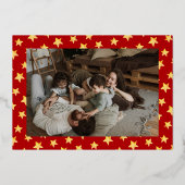 Merry Christmas Brush Script 3 Foto's Rood Folie Feestdagenkaart (Achterkant)