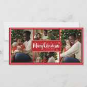 Merry Christmas Brush Script Stars 4 Fotocollage Feestdagenkaart (Voorkant)
