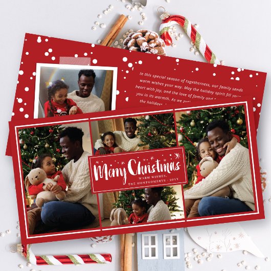 Merry Christmas Brush Script Stars 4 Fotocollage Feestdagenkaart