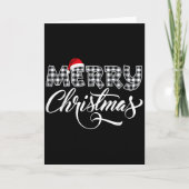 Merry Christmas Buffalo Black And White Plaid For  Kaart (Voorkant)