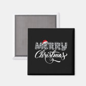 Merry Christmas Buffalo Black And White Plaid For  Magneet (Voorkant / Achterkant)