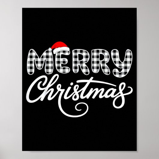 Merry Christmas Buffalo Black And White Poster (Voorkant)