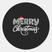 Merry Christmas Buffalo Black And White  Ronde Sticker (Voorkant)