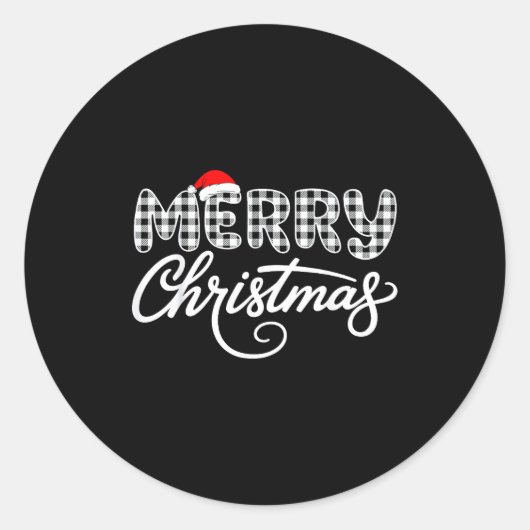 Merry Christmas Buffalo Black And White  Ronde Sticker (Voorkant)