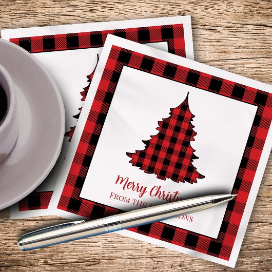 Merry Christmas Buffalo Check Pattern Custom Servet