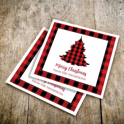 Merry Christmas Buffalo Check Pattern Custom Servet