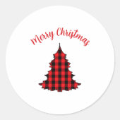 Merry Christmas Buffalo Check Pattern Ronde Sticker (Voorkant)