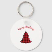 Merry Christmas Buffalo Check Pattern  Sleutelhanger (Voorkant)