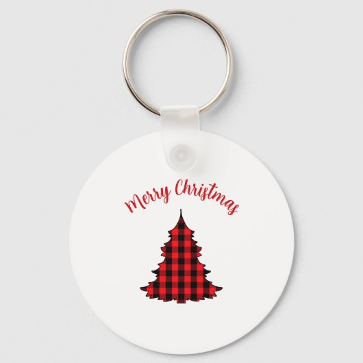 Merry Christmas Buffalo Check Pattern  Sleutelhanger (Voorkant)