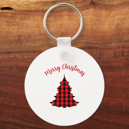 Merry Christmas Buffalo Check Pattern  Sleutelhanger (Voorkant)