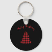 Merry Christmas Buffalo Check Pattern T Shirt  Sleutelhanger (Voorkant)