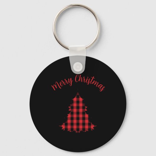 Merry Christmas Buffalo Check Pattern T Shirt  Sleutelhanger (Voorkant)