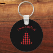 Merry Christmas Buffalo Check Pattern T Shirt  Sleutelhanger (Voorkant)