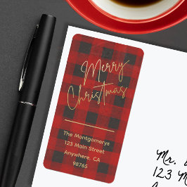 Merry Christmas Buffalo Check retouradres Etiket