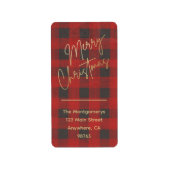 Merry Christmas Buffalo Check retouradres Etiket (Voorkant)