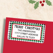Merry Christmas Buffalo Check Return Address Label