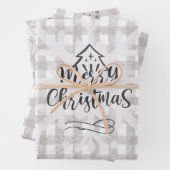 Merry Christmas Buffalo Check Wrapping Paper Set (In situ)