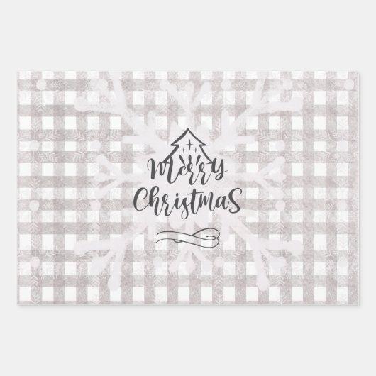 Merry Christmas Buffalo Check Wrapping Paper Set (Voorkant)