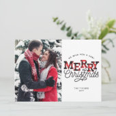 MERRY Christmas Buffalo Plaid Foto Vakantie Kaart (Staand voorkant)