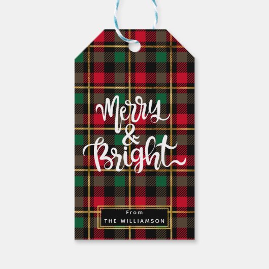 Merry Christmas Buffalo Plaid Gift Label Cadeaulabel (Voorkant)