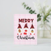 Merry Christmas- Buffalo Plaid Gnomes Briefkaart (Staand voorkant)