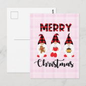 Merry Christmas- Buffalo Plaid Gnomes Briefkaart (Voorkant / Achterkant)