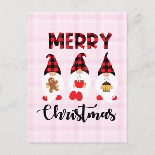 Merry Christmas- Buffalo Plaid Gnomes Briefkaart (Voorkant)