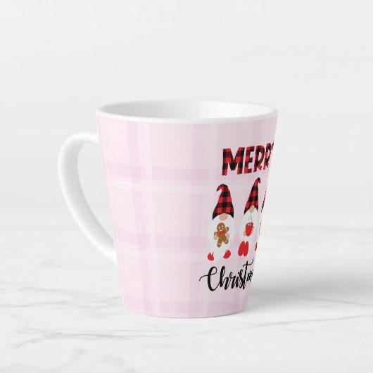 Merry Christmas- Buffalo Plaid Gnomes Latte Mok (Linkerhoek)