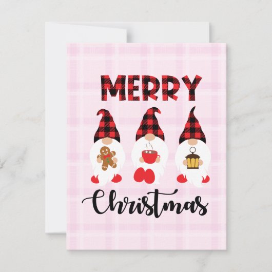 Merry Christmas- Buffalo Plaid Gnomes Notitiekaartje (Voorkant)