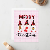 Merry Christmas- Buffalo Plaid Gnomes Notitiekaartje (Voorkant / Achterkant in situ)