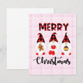 Merry Christmas- Buffalo Plaid Gnomes Notitiekaartje (Voorkant / Achterkant)
