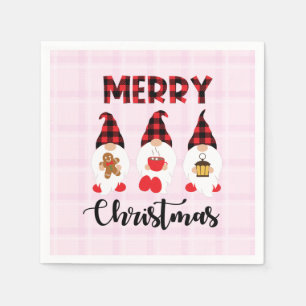 Merry Christmas- Buffalo Plaid Gnomes Servet