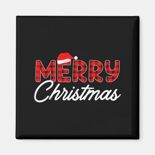 Merry Christmas Buffalo Plaid  Magneet (Voorkant)