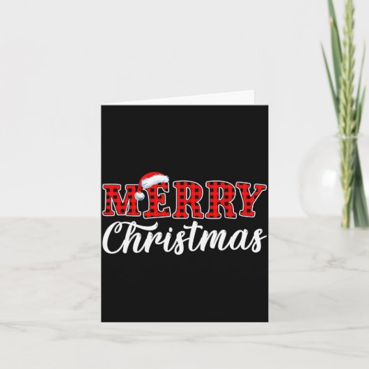 Merry Christmas Buffalo Plaid Red Santa Family Mat Kaart (Voorkant)