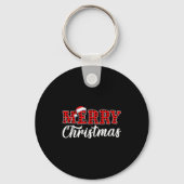 Merry Christmas Buffalo Plaid Red Santa Family Mat Sleutelhanger (Voorkant)