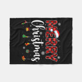 Merry Christmas Buffalo Plaid Red Santa Family Xma Fleece Deken (Voorkant (Horizontaal))