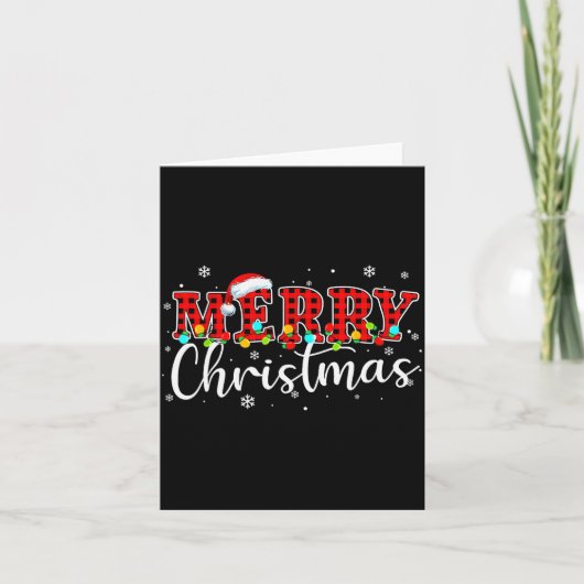 Merry Christmas Buffalo Plaid Red Santa Family Xma Kaart (Voorkant)
