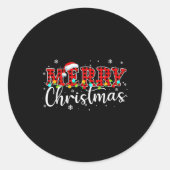 Merry Christmas Buffalo Plaid Red Santa Family Xma Ronde Sticker (Voorkant)