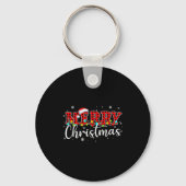Merry Christmas Buffalo Plaid Red Santa Family Xma Sleutelhanger (Voorkant)