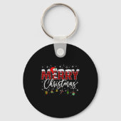 Merry Christmas Buffalo Plaid Red Santa Family Xma Sleutelhanger (Voorkant)