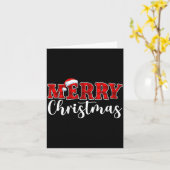 Merry Christmas Buffalo Plaid Red Santa Hat Xmas P Kaart (Gele Bloem)