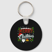 Merry Christmas Buffalo Plaid Red Santa Hat Xmas P Sleutelhanger (Voorkant)